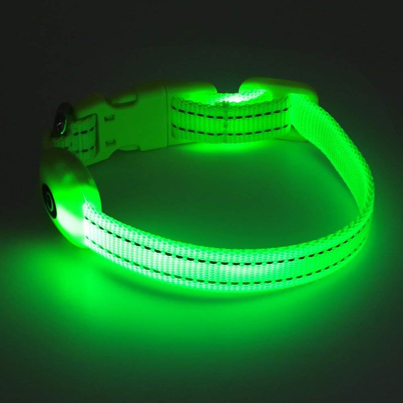 BSEEN Adjustable LED Dog & Cat Collar - Rechargeable, Small Breeds, Green, 8.5-11.8 inches, Nylon, Lightweight, Reflective, 2 Flash Modes - Image 5